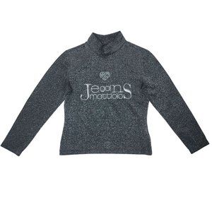 Gia mattiolo long sleeve crop top mock neck metallic sparkle rhinstone size smal